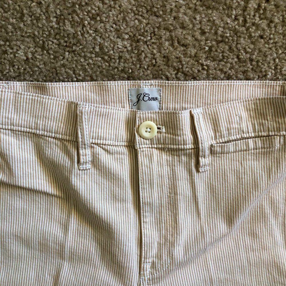 J. Crew Slim Wide Leg pants, ivory/tan pinstripe, size 26T, inseam 28” - Picture 4 of 4